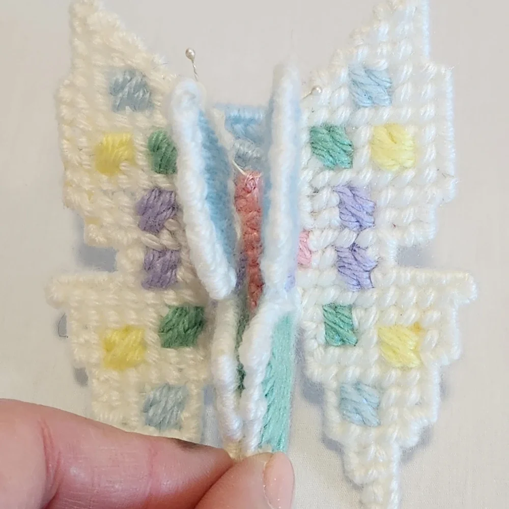 Handmade Plastic Canvas‎ Butterfly Napkin Rings Pastel Set of 4 Spring Easter
